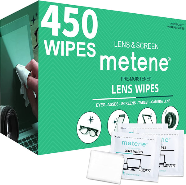 Metene Lens Cleaning Wipes, Pre-Moistened Individually Electronic Glasses Wipes,450 Count